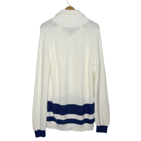 FACCONABLE Bold Stripe Shawl Collar Knit Sweater - Picture 2 of 5